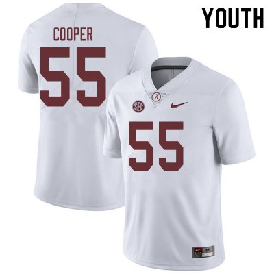 NCAA Youth Alabama Crimson Tide #55 William Cooper Stitched College 2019 Nike Authentic White Football Jersey VF17A13CH